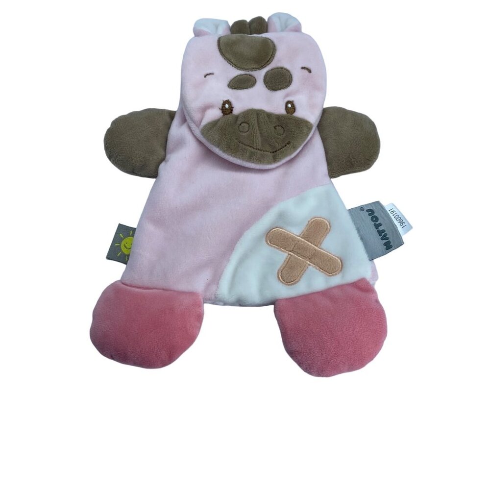 Nattou‎ Pink Brown Plush Horse Lovey Security Blanket 10.5" Baby Toy Soft